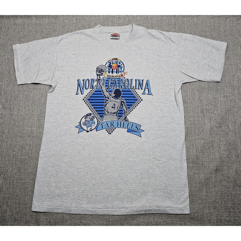 VINTAGE North Carolina Tar Heels Shirt Mens XL Gray‎ 1991 NCAA Basketball Nutmeg